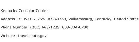 Kentucky Consular Center Information .